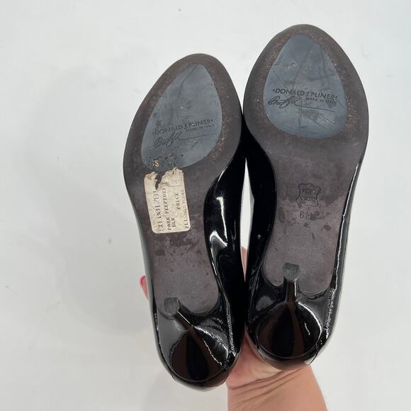Donald J. Pliner Dark Brown Patent Leather Peep Toe Pumps Women’s 6 - Picture 6 of 12